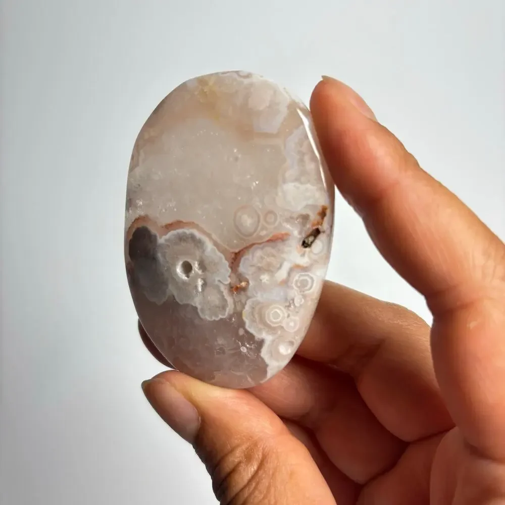 Pink Amethyst Flower Agate Palm Stone